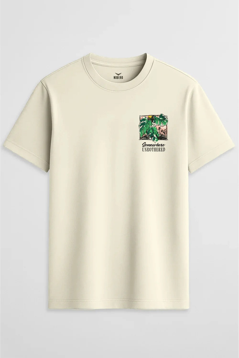 Somewhere Unbothered Graphic T-Shirt – Tropical Minimalist Premium Cotton Unisex Tee