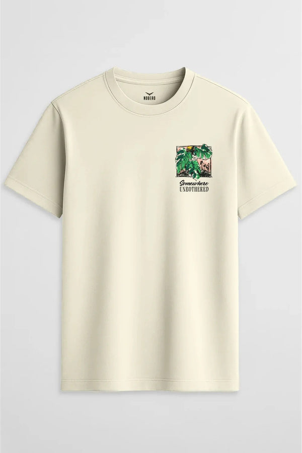 Somewhere Unbothered Graphic T-Shirt – Tropical Minimalist Premium Cotton Unisex Tee